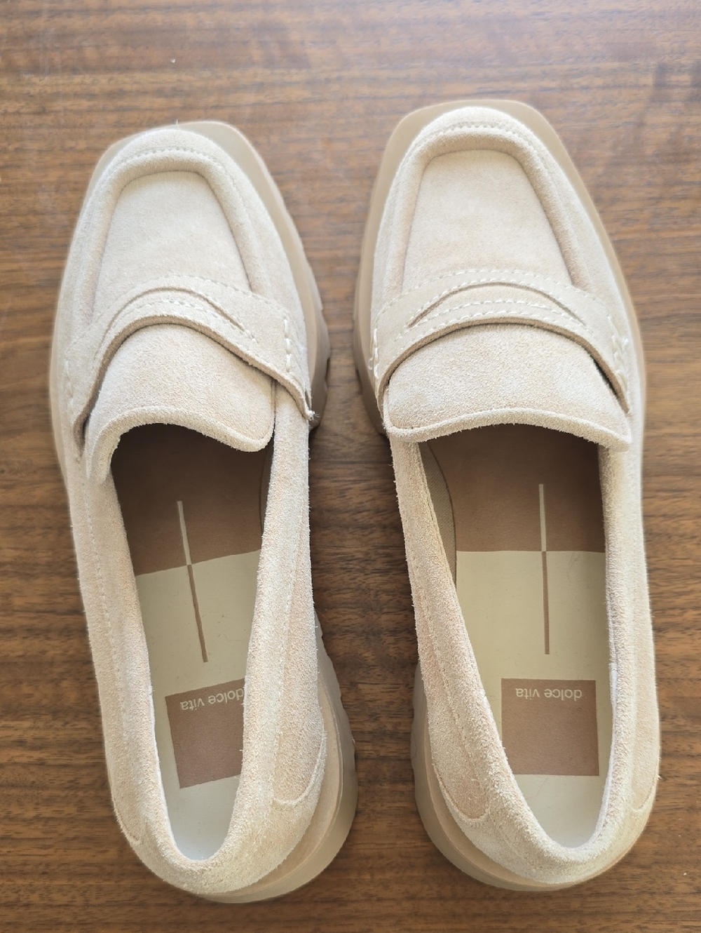 Dolce Vita Taupe Suede Penny Loafers